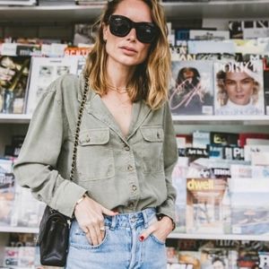 Anine Bing Military Moss Green Shirt